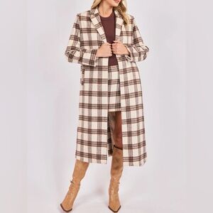 Manhattan Hush Plaid Long Coat “NWT”